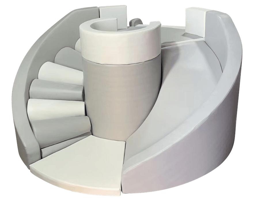 Curved Step & Slide - Grey & White - Soft Play Australia