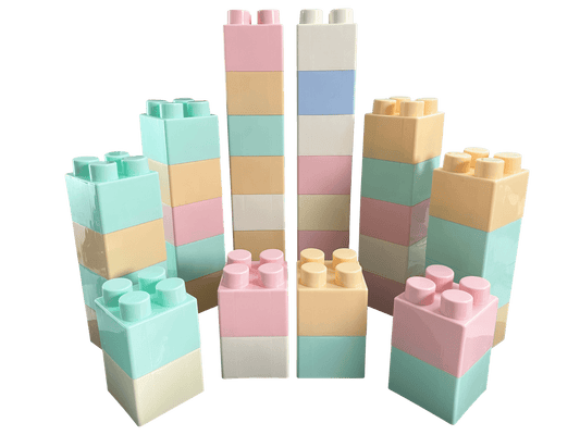 Pastel Building Bricks - Small - 40 Pieces - Soft Play Australia